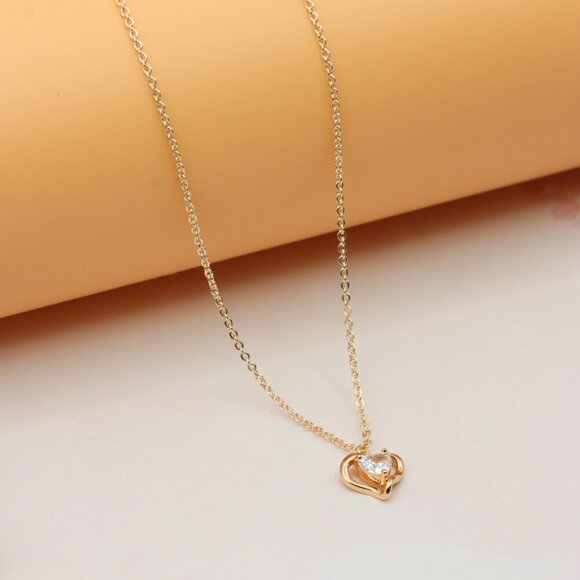 Rose Gold Heart Crystal Pendant Necklace, XPNL0240 - Picture 8 of 13